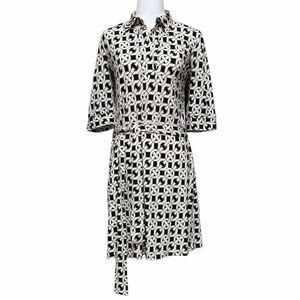 Laundry By Shelli Segal chain print mod belted shirt dress.